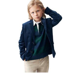 NWT JCrew Crewcuts Ludlow Party Blazer Suit Jacket Boys 16 Navy Blue Velvet NEW